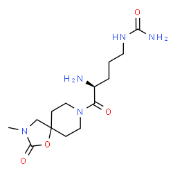 ChemSpider 2D Image | 1-[(4S)-4-Amino-5-(3-methyl-2-oxo-1-oxa-3,8-diazaspiro[4.5]dec-8-yl)-5-oxopentyl]urea | C14H25N5O4