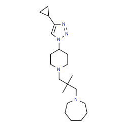 ChemSpider 2D Image | 1-{3-[4-(4-Cyclopropyl-1H-1,2,3-triazol-1-yl)-1-piperidinyl]-2,2-dimethylpropyl}azepane | C21H37N5