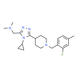 ChemSpider 2D Image | 1-{4-Cyclopropyl-5-[1-(2-fluoro-4-methylbenzyl)-4-piperidinyl]-4H-1,2,4-triazol-3-yl}-N,N-dimethylmethanamine | C21H30FN5