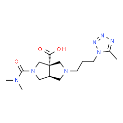 ChemSpider 2D Image | (3aS,6aS)-2-(Dimethylcarbamoyl)-5-[3-(5-methyl-1H-tetrazol-1-yl)propyl]hexahydropyrrolo[3,4-c]pyrrole-3a(1H)-carboxylic acid | C15H25N7O3