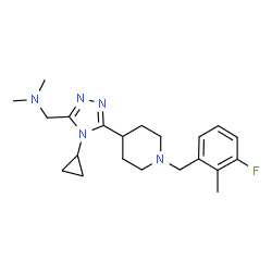 ChemSpider 2D Image | 1-{4-Cyclopropyl-5-[1-(3-fluoro-2-methylbenzyl)-4-piperidinyl]-4H-1,2,4-triazol-3-yl}-N,N-dimethylmethanamine | C21H30FN5