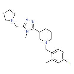 ChemSpider 2D Image | 1-(4-Fluoro-2-methylbenzyl)-3-[4-methyl-5-(1-pyrrolidinylmethyl)-4H-1,2,4-triazol-3-yl]piperidine | C21H30FN5