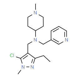 ChemSpider 2D Image | N-[(5-Chloro-3-ethyl-1-methyl-1H-pyrazol-4-yl)methyl]-1-methyl-N-(3-pyridinylmethyl)-4-piperidinamine | C19H28ClN5