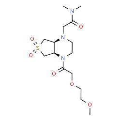 ChemSpider 2D Image | 2-[(4aR,7aS)-4-[(2-Methoxyethoxy)acetyl]-6,6-dioxidohexahydrothieno[3,4-b]pyrazin-1(2H)-yl]-N,N-dimethylacetamide | C15H27N3O6S