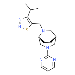 ChemSpider 2D Image | (1R,5R)-6-[(4-Isopropyl-1,2,3-thiadiazol-5-yl)methyl]-3-(2-pyrimidinyl)-3,6-diazabicyclo[3.2.2]nonane | C17H24N6S