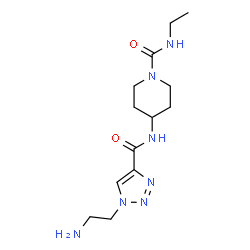 ChemSpider 2D Image | 4-({[1-(2-Aminoethyl)-1H-1,2,3-triazol-4-yl]carbonyl}amino)-N-ethyl-1-piperidinecarboxamide | C13H23N7O2