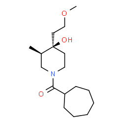 ChemSpider 2D Image | Cycloheptyl[(3R,4R)-4-hydroxy-4-(2-methoxyethyl)-3-methyl-1-piperidinyl]methanone | C17H31NO3