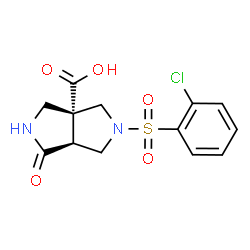 ChemSpider 2D Image | (3aR,6aS)-5-[(2-Chlorophenyl)sulfonyl]-1-oxohexahydropyrrolo[3,4-c]pyrrole-3a(1H)-carboxylic acid | C13H13ClN2O5S