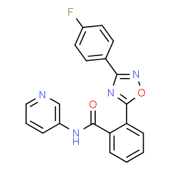 ChemSpider 2D Image | 2-[3-(4-Fluorophenyl)-1,2,4-oxadiazol-5-yl]-N-(3-pyridinyl)benzamide | C20H13FN4O2