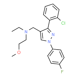 ChemSpider 2D Image | N-{[3-(2-Chlorophenyl)-1-(4-fluorophenyl)-1H-pyrazol-4-yl]methyl}-N-ethyl-2-methoxyethanamine | C21H23ClFN3O