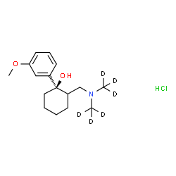ChemSpider 2D Image | (1R)-2-({Bis[(~2~H_3_)methyl]amino}methyl)-1-(3-methoxyphenyl)cyclohexanol hydrochloride (1:1) | C16H20D6ClNO2