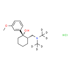 ChemSpider 2D Image | (1S,2S)-2-({Bis[(~2~H_3_)methyl]amino}methyl)-1-(3-methoxyphenyl)cyclohexanol hydrochloride (1:1) | C16H20D6ClNO2