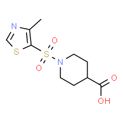 ChemSpider 2D Image | 1-[(4-Methyl-1,3-thiazol-5-yl)sulfonyl]-4-piperidinecarboxylic acid | C10H14N2O4S2