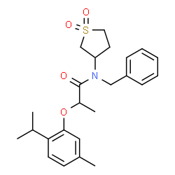 ChemSpider 2D Image | N-Benzyl-N-(1,1-dioxidotetrahydro-3-thiophenyl)-2-(2-isopropyl-5-methylphenoxy)propanamide | C24H31NO4S