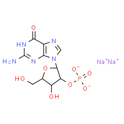 ChemSpider 2D Image | Disodium 2-amino-9-(2-O-phosphonatopentofuranosyl)-1,9-dihydro-6H-purin-6-one | C10H12N5Na2O8P