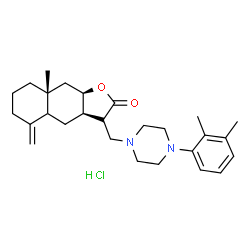 ChemSpider 2D Image | (3S,3aR,8aR,9aR)-3-{[4-(2,3-Dimethylphenyl)-1-piperazinyl]methyl}-8a-methyl-5-methylenedecahydronaphtho[2,3-b]furan-2(3H)-one hydrochloride (1:1) | C27H39ClN2O2