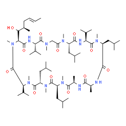 ChemSpider 2D Image | (3S,6S,9S,12R,15S,18S,21S,24S,30S,33S)-33-[(1R,2R,4E)-1-Hydroxy-2-methyl-4-hexen-1-yl]-6,9,18,24-tetraisobutyl-3,21,30-triisopropyl-1,4,7,10,12,15,19,25,28-nonamethyl-1,4,7,10,13,16,19,22,25,28,31-und
ecaazacyclotritriacontane-2,5,8,11,14,17,20,23,26,29,32-undecone | C63H113N11O12