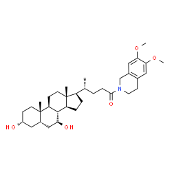 ChemSpider 2D Image | (3alpha,5beta,7beta,8xi)-24-(6,7-Dimethoxy-3,4-dihydro-2(1H)-isoquinolinyl)-3,7-dihydroxycholan-24-one | C35H53NO5