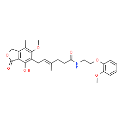 ChemSpider 2D Image | (4E)-6-(4-Hydroxy-6-methoxy-7-methyl-3-oxo-1,3-dihydro-2-benzofuran-5-yl)-N-[2-(2-methoxyphenoxy)ethyl]-4-methyl-4-hexenamide | C26H31NO7