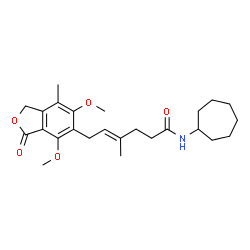ChemSpider 2D Image | (4E)-N-Cycloheptyl-6-(4,6-dimethoxy-7-methyl-3-oxo-1,3-dihydro-2-benzofuran-5-yl)-4-methyl-4-hexenamide | C25H35NO5