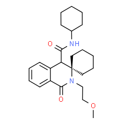 ChemSpider 2D Image | N-Cyclohexyl-2'-(2-methoxyethyl)-1'-oxo-1',4'-dihydro-2'H-spiro[cyclohexane-1,3'-isoquinoline]-4'-carboxamide | C24H34N2O3