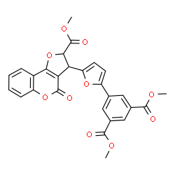 ChemSpider 2D Image | Dimethyl 5-{5-[2-(methoxycarbonyl)-4-oxo-2,3-dihydro-4H-furo[3,2-c]chromen-3-yl]-2-furyl}isophthalate | C27H20O10