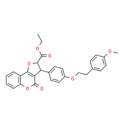 ChemSpider 2D Image | Ethyl 3-{4-[2-(4-methoxyphenyl)ethoxy]phenyl}-4-oxo-2,3-dihydro-4H-furo[3,2-c]chromene-2-carboxylate | C29H26O7