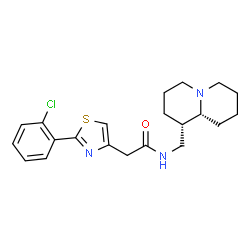 ChemSpider 2D Image | 2-[2-(2-Chlorophenyl)-1,3-thiazol-4-yl]-N-[(1S,9aR)-octahydro-2H-quinolizin-1-ylmethyl]acetamide | C21H26ClN3OS