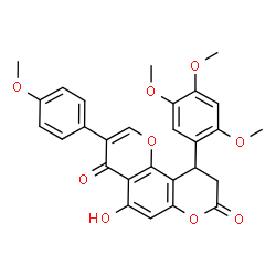 ChemSpider 2D Image | 5-Hydroxy-3-(4-methoxyphenyl)-10-(2,4,5-trimethoxyphenyl)-9,10-dihydro-4H,8H-pyrano[2,3-f]chromene-4,8-dione | C28H24O9