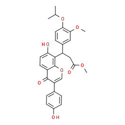 ChemSpider 2D Image | Methyl 3-[7-hydroxy-3-(4-hydroxyphenyl)-4-oxo-4H-chromen-8-yl]-3-(4-isopropoxy-3-methoxyphenyl)propanoate | C29H28O8