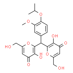 ChemSpider 2D Image | 2,2'-[(4-Isopropoxy-3-methoxyphenyl)methylene]bis[3-hydroxy-6-(hydroxymethyl)-4H-pyran-4-one] | C23H24O10
