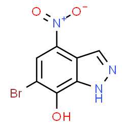 ChemSpider 2D Image | 6-Bromo-4-nitro-1H-indazol-7-ol | C7H4BrN3O3