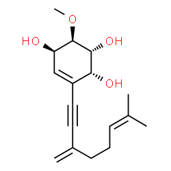 ChemSpider 2D Image | (1R,2R,3R,4R)-3-Methoxy-6-(7-methyl-3-methylene-6-octen-1-yn-1-yl)-5-cyclohexene-1,2,4-triol | C17H24O4