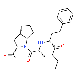 ChemSpider 2D Image | (2S,3aS,6aS)-1-{2-[(4-Oxo-1-phenyl-3-heptanyl)amino]propanoyl}octahydrocyclopenta[b]pyrrole-2-carboxylic acid | C24H34N2O4