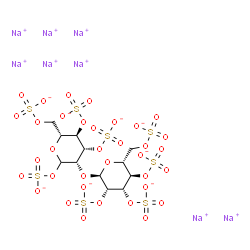 ChemSpider 2D Image | Octasodium 1,3,4,6-tetra-O-sulfonato-2-O-(2,3,4,6-tetra-O-sulfonato-alpha-D-mannopyranosyl)-D-mannopyranose | C12H14Na8O35S8