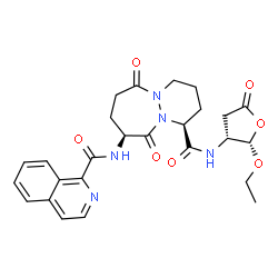 ChemSpider 2D Image | (1S,9S)-N-[(2S,3R)-2-Ethoxy-5-oxotetrahydro-3-furanyl]-9-[(1-isoquinolinylcarbonyl)amino]-6,10-dioxooctahydro-6H-pyridazino[1,2-a][1,2]diazepine-1-carboxamide | C26H29N5O7