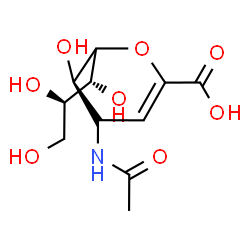 ChemSpider 2D Image | 4-Acetamido-2,6-anhydro-3,4-dideoxy-6-[(1R,2R)-1,2,3-trihydroxypropyl]-L-threo-hex-2-enonic acid | C11H17NO8