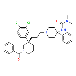 ChemSpider 2D Image | 3-(1-{3-[(3S)-1-Benzoyl-3-(3,4-dichlorophenyl)-3-piperidinyl]propyl}-4-phenyl-4-piperidinyl)-1,1-dimethylurea | C35H42Cl2N4O2