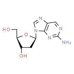 ChemSpider 2D Image | 9-(2-Deoxy-beta-D-erythro-pentofuranosyl)-9H-purin-2-amine | C10H13N5O3