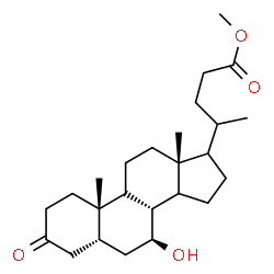 ChemSpider 2D Image | Methyl (5beta,7beta,9xi,14xi,17xi,20xi)-7-hydroxy-3-oxocholan-24-oate | C25H40O4