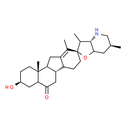 ChemSpider 2D Image | (3beta,9xi,14xi,17beta,20xi,22S)-3-Hydroxy-5,6-dihydro-17,23-epoxyveratraman-6-one | C27H41NO3
