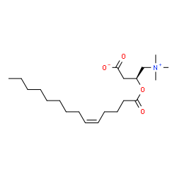 ChemSpider 2D Image | (3S)-3-[(5Z)-5-Tetradecenoyloxy]-4-(trimethylammonio)butanoate | C21H39NO4