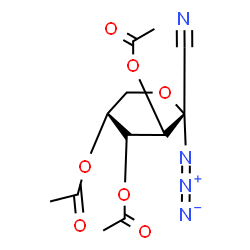 ChemSpider 2D Image | (2S,3S,4R,5R)-2-Azido-2-cyanotetrahydro-2H-pyran-3,4,5-triyl triacetate | C12H14N4O7