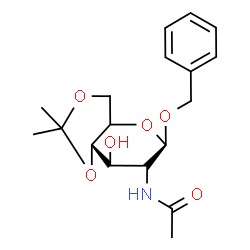 ChemSpider 2D Image | Benzyl (5xi)-2-acetamido-2-deoxy-4,6-O-isopropylidene-beta-D-xylo-hexopyranoside | C18H25NO6