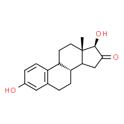 ChemSpider 2D Image | (9xi,14xi,17beta)-3,17-Dihydroxyestra-1,3,5(10)-trien-16-one | C18H22O3