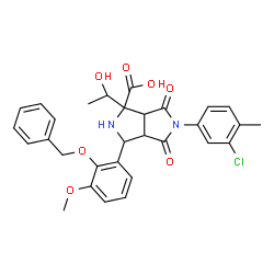 ChemSpider 2D Image | 3-[2-(Benzyloxy)-3-methoxyphenyl]-5-(3-chloro-4-methylphenyl)-1-(1-hydroxyethyl)-4,6-dioxooctahydropyrrolo[3,4-c]pyrrole-1-carboxylic acid | C30H29ClN2O7