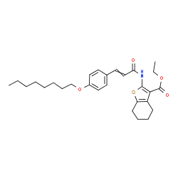 ChemSpider 2D Image | Ethyl 2-({3-[4-(octyloxy)phenyl]acryloyl}amino)-4,5,6,7-tetrahydro-1-benzothiophene-3-carboxylate | C28H37NO4S