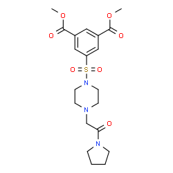 ChemSpider 2D Image | Dimethyl 5-({4-[2-oxo-2-(1-pyrrolidinyl)ethyl]-1-piperazinyl}sulfonyl)isophthalate | C20H27N3O7S