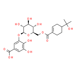 ChemSpider 2D Image | 3,4-Dihydroxy-5-[(6-O-{[4-(2-hydroxy-2-propanyl)-1-cyclohexen-1-yl]carbonyl}-beta-D-glucopyranosyl)oxy]benzoic acid | C23H30O12