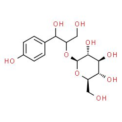 ChemSpider 2D Image | 1,3-Dihydroxy-1-(4-hydroxyphenyl)-2-propanyl beta-D-glucopyranoside | C15H22O9